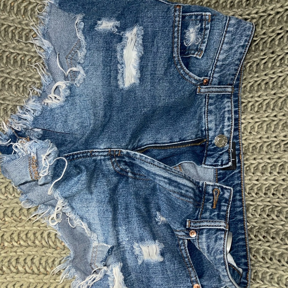 Society Classic Blue Ripped Jean Shorts